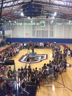 Let the Homecoming Games begin!  Today's ping pong match between the sophomores and seniors showed wonderful grade level unity as students cheered loud and proud. BTW the sophomores won!