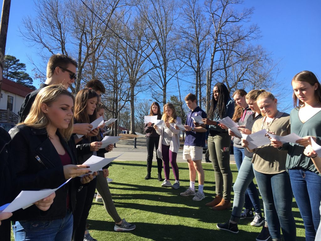 I am inspired by PD students, who are always ready for a challenge. These students took a trip outside to play with words, collaborate, and deepen their understanding of the text.